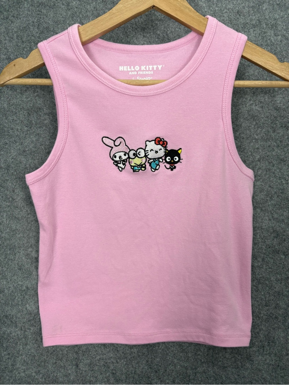 Hello Kitty & Friends Embroidered Pink Tank Top Size Small Sanrio
